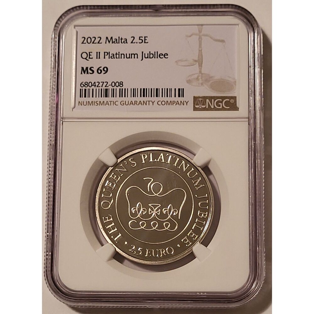 Malta 2022 2 1/2 Euros QEII Platinum Jubilee MS69 NGC Low Mintage